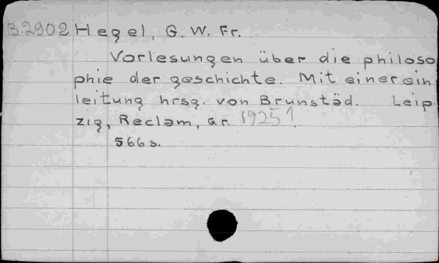 ﻿He^el, G, w. Pr,
JVO-F V esum^ew	cl i e pViA ïoboj
phie ol<er <^<s>.bcVivc.U't.e .
AeitwH^ Игь^. vovi S г кл s»"^-э cl. Lsip-
Z i , B s о \ э m , G. r. ins _______ 1
--------L___LSifcb. ______________________________